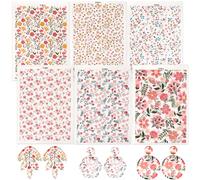 CRASPIRE 6 Estilo de Papel de Transferencia de Arcilla de Flores para Arcilla Polimérica Hojas de Transferencia Floral Hojas de Transferencia de Agua Retro Boho para Hacer Joyas Pendientes Esmalte