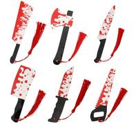 CRASPIRE 6 Estilos Marcadores Libros Halloween Salpicadura Sangre Cuchillo Hacha Sierra Marcadores Libros Acrílico Borlas Escritores Oficiales Maestros Amigos Terror Crimen Espeluznante Amantes Libros