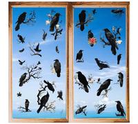 CRASPIRE 8 Estilos Grandes Pegatinas de Pared de Cuervos Negros Rade Invierno Decoración de Ventanas Calcomanías Adhesivas de Vinilo Cuervo de Pájaro En Rama Árbol Despegar Y Pegar para la Pared del