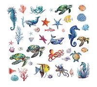 CRASPIRE 8 Hoja 8 Estilos Bajo el Mar Pegatinas de Pared Tortugas Ventana Se Aferra Medusas Océano Peces Decoración de Pared Calcomanías Extraíbles para Guardería Dormitorio Sala de Estar Baño