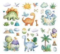 CRASPIRE 8 Hoja Pegatinas Pared Dinosaurios para Ventana Dibujos Animados Animales PVC Impermeables Autoadhesivas Extraíbles para Decoración Ventanas Escaleras Regalo Inauguración la Casa
