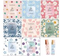 CRASPIRE 80 Pegatina de Bálsamo Labial de 8 Estilos Fondo de Flores Etiquetas Autoadhesivas Caseras para Bálsamo Labial Pegatinas Cuadradas Vintage con Forma de Corazón para Contenedores