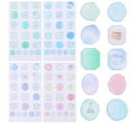 CRASPIRE 80 Pegatinas de Sello de Cera Azul, Pegatinas de Decoración Transparentes, Mariposa, Corazón Floral, Pegatinas Autoadhesivas Transparentes para Sellado de Sobres para Decoración, Sobres