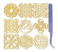 CRASPIRE 9 Pegatina de Metal Dorado con Nudo Celta con Pinzas Pegatina de Orgonita de Níquel Pegatinas Autoadhesivas Impermeables para Decorar Álbumes de Recortes Manualidades de Resina Decoración