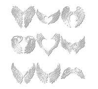 CRASPIRE 9 Pieza de 9 Estilos de Pegatinas de Alas de Ángel Calcomanía de Alas de Metal Plateado Autoadhesivas Impermeables Pegatinas En Relieve de Alas de Hada con Pinzas para Álbumes de Recortes