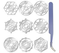 CRASPIRE 9 Pieza de 9 Estilos de Pegatinas de Estrellas de Metal Calcomanías de Estrellas Plateadas Calcomanías Impermeables Autoadhesivas con Temática de Fantasía Y Geometría Sagrada Calcomanías
