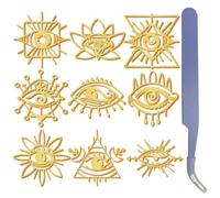 CRASPIRE 9 Pieza de Pegatinas de Metal Dorado de Ojo de Horus de 1.5 x 1.5 Pulgadas con Pinzas Símbolo de Protección Egipcio Pegatinas Autoadhesivas Impermeables de Níquel para Decorar Álbumes