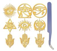 CRASPIRE 9 Pieza de Pegatinas de Orgonita con Forma de Ojo de Horus con Pinzas de Metal Dorado Resistente Al Agua de Níquel para Decorar Álbumes de Recortes Manualidades Decoración de Fundas