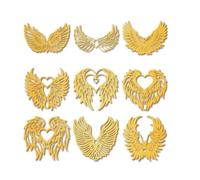 CRASPIRE 9 Unidad 1.6x1.6 Pegatinas Metal Dorado Alas Ángel Calcomanías Clásicas Alas Corazón En Relieve Autoadhesivas Impermeables Pinzas Hacer Tarjetas Álbumes Recortes Manualidades Sobres