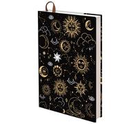 CRASPIRE A5 Book Sleeve Covers Funda de Libro Reutilizable para Tapa Dura de Bolsillo 12.4x8.8 Pulgadas Protector de Libro Sun Moon Stars Book Sox Textbook Jackets for School Supplies Etiqueta Correa