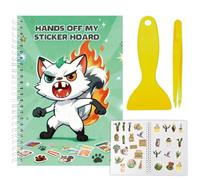 CRASPIRE Álbum Colección Pegatinas Reutilizable Pinzas Y Raspador Papel Animales Liberar Pegatinas En Blanco Tamaño A5 Organizador 40 Hojas Álbum Almacenamiento Etiquetas Álbumes Recortes