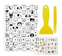 CRASPIRE Álbum Colección Pegatinas Reutilizable Pinzas Y Raspador Papel Desprendible Diseño Cachorro Tamaño A5 Organizador 40 Hojas Álbum Almacenamiento Etiquetas Y Álbumes Recortes