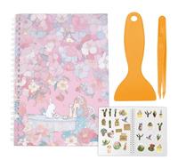 CRASPIRE Álbum de Colección de Pegatinas Reutilizables Tamaño A5 40 Hojas Papel Desprendible En Blanco Organizador de Pegatinas Libro con Pinzas Rascador Cubierta de Flor de Cerezo Resistente Al Agua