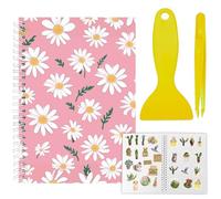 CRASPIRE Álbum de Pegatinas Reutilizable con Diseño de Margaritas Y Flores Rosas Tamaño A5 40 hojas Organizador de Pegatinas Reutilizables Libro de Almacenamiento Libro de Pegatinas con Pinzas