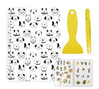 CRASPIRE Álbum de Pegatinas Reutilizable con Diseño de Perro Color Blanco Tamaño A5 40 Hojas Organizador de Pegatinas Reutilizables Libro de Almacenamiento Libro de Pegatinas con Pinzas Y Espátula