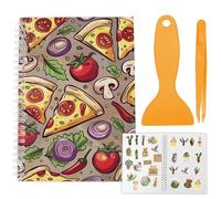 CRASPIRE Álbum de Pegatinas Reutilizable Tamaño A5 40 Hojas Colección de Pegatinas Libro de Almacenamiento Cubierta de Pizza Y Verduras para Adultos Papel Desprendible Organizador de Pegatinas con