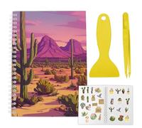 CRASPIRE Álbum de Pegatinas Reutilizables con Diseño de Cactus Del Desierto Tamaño A5 40 hojas Organizador de Pegatinas Reutilizables Libro de Almacenamiento Libro de Pegatinas con Pinzas Y Espátula