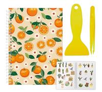 CRASPIRE Álbum de Pegatinas Reutilizables con Diseño de Frutas Y Naranjas Tamaño A5 40 Hojas Organizador de Pegatinas Reutilizables Libro de Almacenamiento Libro de Pegatinas con Pinzas Y Espátula