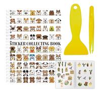 CRASPIRE Álbum de Pegatinas Reutilizables con Diseño de Perro Tamaño A5 40 Hojas Organizador de Pegatinas Reutilizables Libro de Almacenamiento Libro de Pegatinas con Pinzas Y Espátula