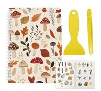 CRASPIRE Álbum de Pegatinas Reutilizables para Coleccionar Setas Tamaño A5 40 Hojas Organizador de Pegatinas Reutilizables Libro de Almacenamiento Libro de Pegatinas con Pinzas Y Espátula
