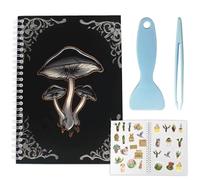 CRASPIRE Álbum Pegatinas Reutilizables 40 página Diseño Setas Negras Organizador Pegatinas En Blanco Papel Desprendible Tamaño A5 Pinzas Y Espátula Manualidades Regalos Navidad Graduación Y Cumpleaños