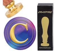 CRASPIRE Alfabetos Iniciales C Sellos de Cera Letra Vintage Cabezales de Sello de Sellado de Latón Extraíbles Cobre de 25 mm con Mango de Madera para Bodas Sobres de Navidad Tarjetas de Invitaciones