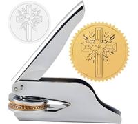 craspire - Almohadilla de alivio en cruz para libro de flores, biblioteca ex libris de 1.6 pulgadas, sello de acero inoxidable, gofres de mano, maestro notario para sobres, regalo de graduación