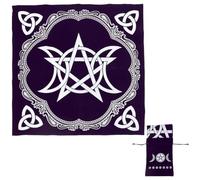 CRASPIRE Altar Cloth Black Triple Moon Pentagram Tarot Cloth con Bolsa de Tela de Terciopelo Adivinación Bruja Wiccan Suministros de Brujería Herramientas para Cartas de Tarot Mantel Astrología Tapiz