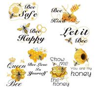 CRASPIRE Bee Happy Funny Stickers Honey Bee Window Decor Calcomanías Let It Inspirational Quotes Bumblebee Calcomanías de Pared para Cocina Oficina Nevera Decoraciones Suministros de Fiesta