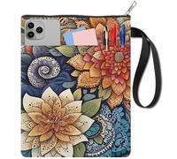CRASPIRE Boho Book Covers Sleeve Book Zipper Pouch with Extra Sleeve Pocket Double Caras Mandala Flower Pattern Washable Cloth Notebook Wrap Hardcover Enthusiast 11 x 86 Pulgadas