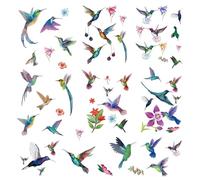 CRASPIRE Calcomanías de Colibrí Pegatinas de Flores Pegatinas de Ventana de Pájaros Coloridos Vinilo Removible Impermeable Arte de Pared para Baños Dormitorio Sala de Estar Decoraciones
