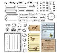 CRASPIRE Calendario Planificador Marco Sello de Goma Transparente Mes Semana Fecha Hora Sellos de Silicona Transparente Sello para Hacer Tarjetas de Diario DIY Scrapbooking Álbum de Fotos Hecho