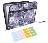 CRASPIRE Carpeta Archivos Expandible Bolsillos Organizador Documentos Tipo Acordeón Diseño Mariposas Y Flores Etiquetas Adhesivas Tamaño Carta Papeles A13 archivador Expandible Cremallera Bolsa