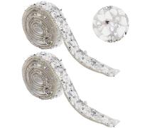CRASPIRE Cinta de Resina Brillante con Diamantes de Imitación 1 Yarda Color Blanco Autoadhesiva con Fijación En Caliente para Decoración Bodas Vestidos Novia Zapatos Y Teléfonos