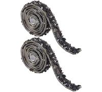 CRASPIRE Cinta de Resina Brillante de 1 yarda con Diamantes Imitación Negros Autoadhesiva con Fijación En Caliente para Decoración Bodas Vestidos Novia Zapatos Y Teléfonos