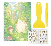 CRASPIRE Colección de Libros de Almacenamiento de Pegatinas Reutilizables con Pinzas Y Raspador A5 40 Hojas Colección de Pegatinas Libros Porta Álbumes Guardián Cubierta Transparente Organizador