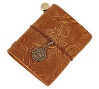 CRASPIRE Cuaderno de Cuero Pequeño Tallado Floral Viaje Vintage Diario 3.3x3.1 Pulgada Papel En Blanco Recargable 128 páginas Encuadernadas Bloc de Notas Portátil para Hombre Mujer Regalos Antiguos