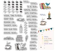 CRASPIRE Diario Sellos Libros Lectura Sellos Transparentes Hacer Tarjetas Café Título Libro Palabras del Autor Caucho Silicona Reutilizable Álbumes Recortes Calendario Diario Álbum Fotos Manualidades