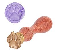 CRASPIRE Dog Paw Print 3D Sello de Cera Sello de Cera para Cachorros Sello de Cera Extraíble Cabeza de Latón Sello de Sellado con Mango de Madera para Invitaciones Tarjetas Papel de Regalo