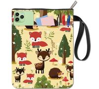 CRASPIRE Fox Book Sleeve Sika Deer Hedgehog Tree Protector Fundas para Libros de Bolsillo Funda de Tela Lavable para Libros con Cremallera Y Bolsillo Adicional para Amantes de los Libros Regalos