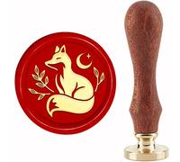 CRASPIRE Fox Moon Sellos de Cera Cabezales de Sello de Latón Extraíbles Reemplazo de 30 mm con Mango de Madera Vintage para Sobres Carta Invitaciones Tarjeta DIY Artesanía Cumpleaños Boda Vacaciones