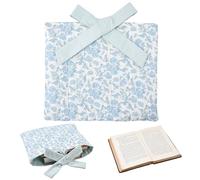 CRASPIRE Funda Acolchada para Biblia con Lazo, 12.6 x 10.6,(5) cm, Color Azul, para Libros de Bolsillo, de Algodón, Acolchada, Protectora, con Estampado Floral Vintage, Lavable, Ideal para Mujeres