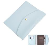 CRASPIRE Funda Cuero para Libreta A5 Ranuras para Tarjetas Impermeable Color Azul Aciano PU Tipo sobre para Negocios Portafolios Organizador Cuero para Bloc Notas Tarjetas Telefónicas