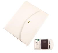 CRASPIRE Funda de Cuero para Cuaderno A5 con Ranuras para Tarjetas Resistente Al Agua Color Blanco Roto de PU Tipo sobre para Negocios Organizador de Portafolios Cuero para Bloc Notas Tarjetas