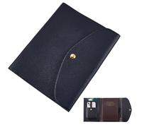 CRASPIRE Funda de Cuero para Cuaderno A5 con Ranuras para Tarjetas Resistente Al Agua de PU Color Negro Tipo sobre para Negocios Organizador de Cartera de Cuero para Bloc de Notas Tarjetas