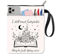 CRASPIRE Funda de Libro con Diseño Castillo Y Estrellas Palabras Color Blanco para Libros Bolsillo Lavable Cremallera Adicional Amantes los Regalos Compañeros