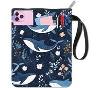 CRASPIRE Funda de Libro con Diseño de Ballena Protector Flores Funda Libro con Animales Marinos Bolsillo Tela Lavable Cremallera Y Bolsillo Adicional Amantes los Regalo Compañeros Clase