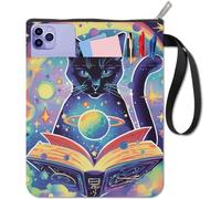 CRASPIRE Funda de Libro con Diseño de Gato Protector Planeta Funda Colorida Libros Bolsillo Tela Lavable con Cremallera Y Bolsillo Adicional Ideal Amantes los Regalo Compañeros Clase