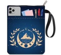 CRASPIRE Funda de Libro de Montaña con Diseño de Fases Lunares Funda de Libro de Estrellas para Libros de Bolsillo Funda de Tela Lavable con Cremallera Y Bolsillo Adicional para Amantes los Libros