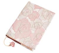 CRASPIRE Funda de Libro de Tamaño A5 8.3 x 6.3 Pulgadas Tela Satén Suave Flor Rosa Lavable Marcapáginas Tapa Dura Tapa Blanda Protector Libro para Amantes los Aulas Estudiantes